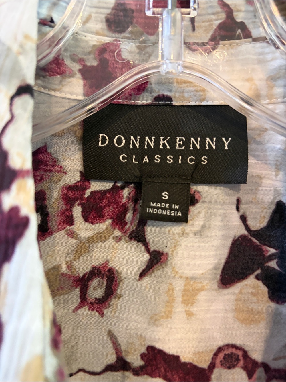 Donnkenny Classics Floral Button-Down Shirt in Burgundy, Taupe and Cream - Picture 2 of 5